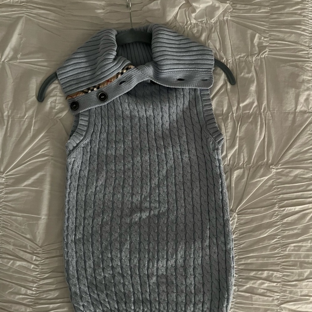 Burberry Light Blue Cable Knit Turtleneck Sweater - Picture 3 of 6
